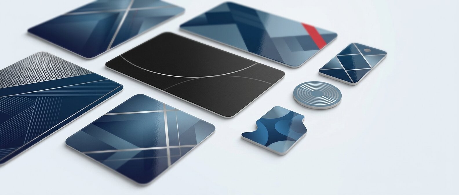 Tag portachiavi, gettone e mini card in PVC fustellati, immagine illustrativa
